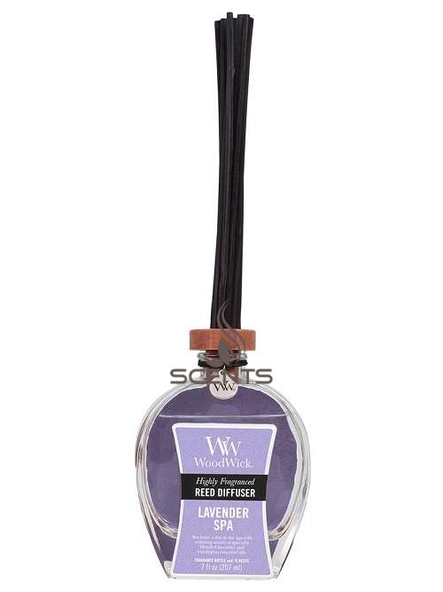 Аромадифузор для оселі з лавандою та евкаліптом + палички Woodwick Lavender Spa 89 мл Аромадифузор для оселі з лавандою та евкаліптом + палички Woodwick Lavender Spa 89 мл